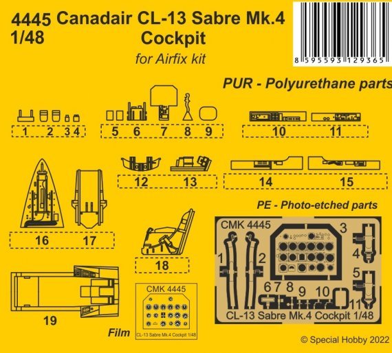 1/48 Canadair CL-13 Sabre Mk.4 Cockpit set