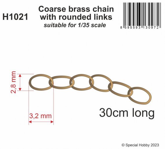 Coarse brass chain with rounded links 1/35 30 cm