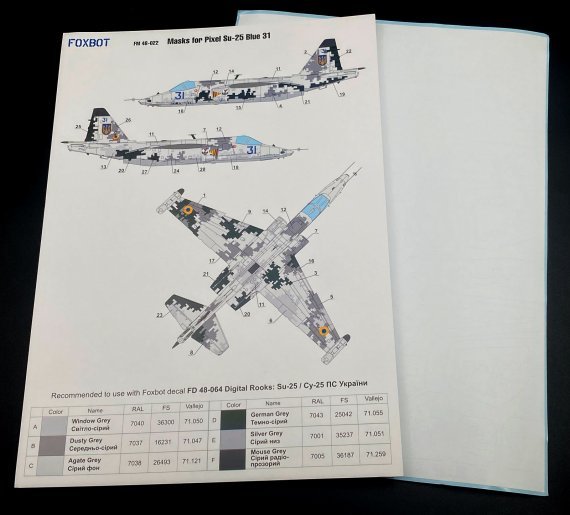 1/48 Masks for pixel Sukhoi Su-25 Blue 31, Ukranian Air Forces