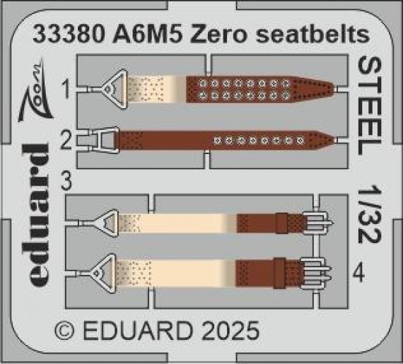 1/32 SET A6M5 Zero seatbelts STEEL for Tamiya