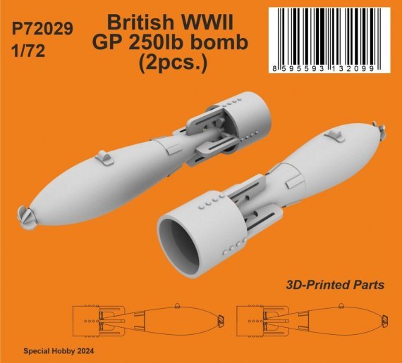 1/72 British WWII GP 250lb. bombs