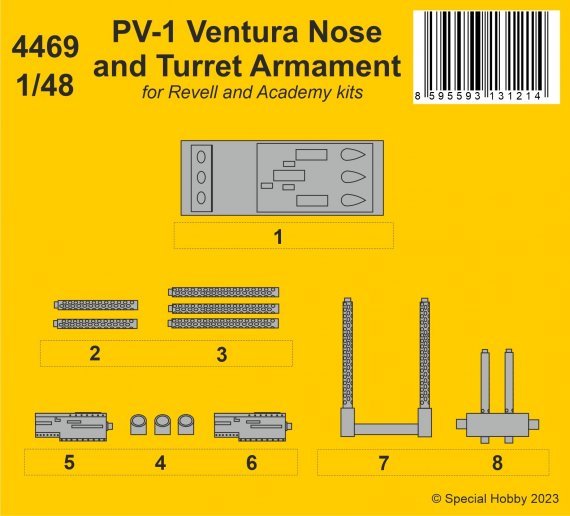 1/48 PV-1 Ventura Nose & Turret Armament REV/ACAD