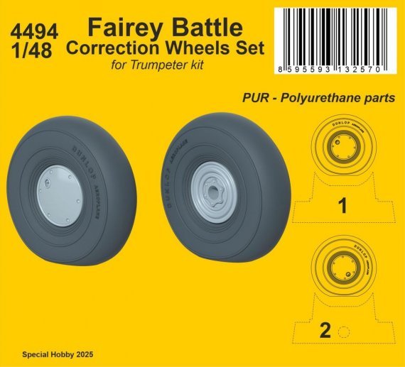 1/48 Fairey Battle Correction Wheels Set for Trumpeter