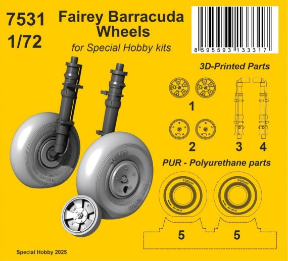 1/72 Fairey Barracuda wheels for Special Hobby