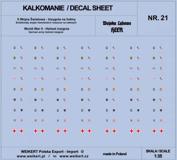 1/35 German Helmet Insignia WWII HEER 21 decal