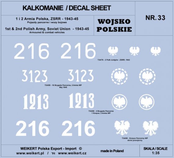1/35 1st & 2nd Polish Army, Sov.Union 1943-45 part 1 decal