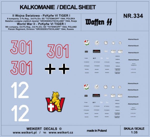 1/35 PzKpfw VI TIGER Divis.SS Totenkopf, 1944 Part 3 decal