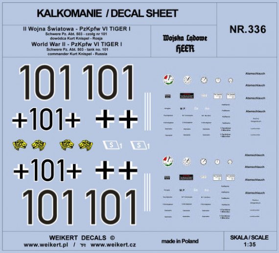 1/35 PzKpfw VI TIGER 101 Kurt Knispel, Russia decal