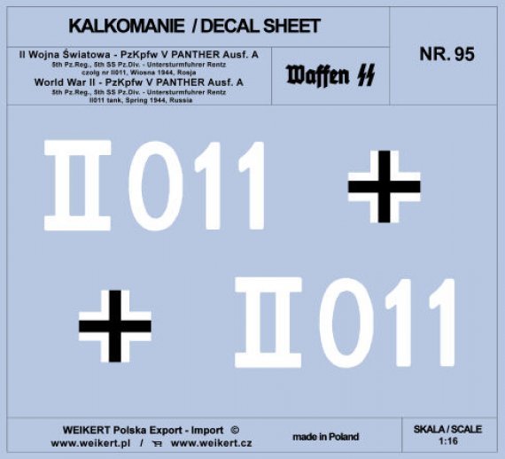 1/16 PzKpfw. V PANTHER Ausf. A No. II011 Unt.Ren decal