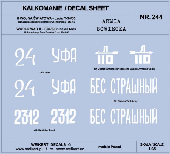 1/35 Soviet Army T-34/85 East.Front, 1943-45 Part 3 decal