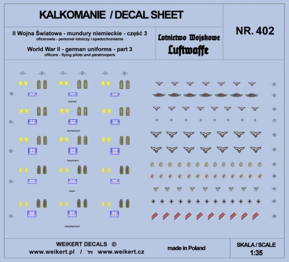1/35 German Uniforms WWII Luftwaffe, part 3 decal