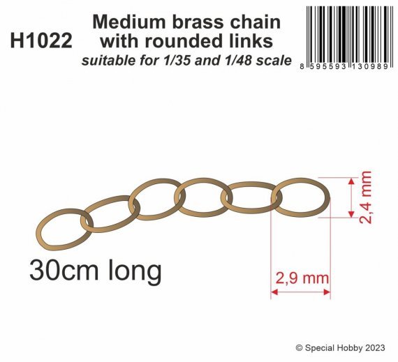 Medium brass chain with rounded links 1/35 & 1/48
