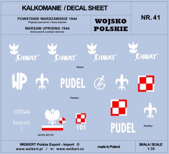 1/35 Warsaw Uprising 1944, Armoured & Combat vehicle decal