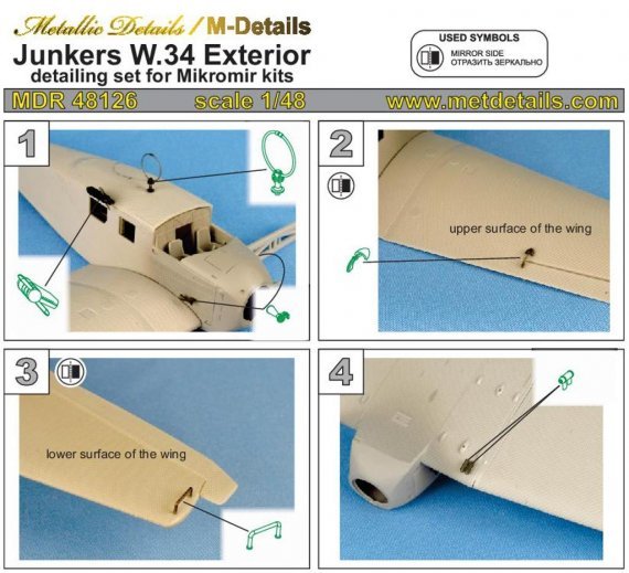 1/48 Junkers W.34 exterior details