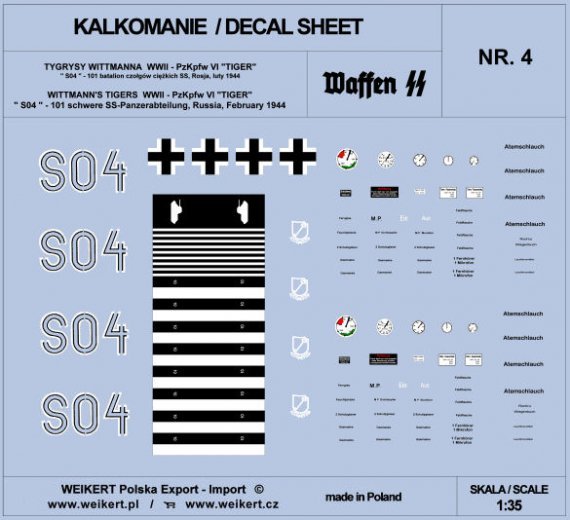 1/35 TIGER I S04 101st SS, Russia, Febr. 1944 decal