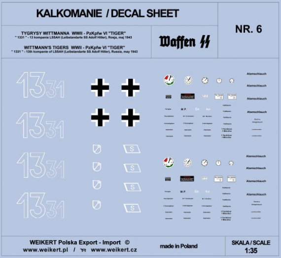 1/35 TIGER I 1331 LSSAH, Russia, May 1943 decal