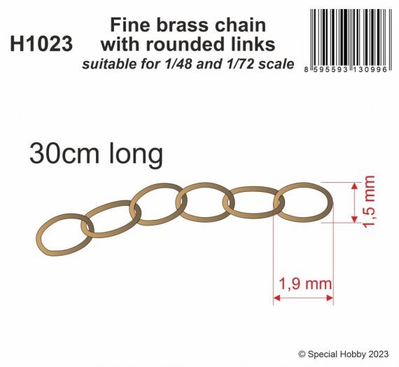 Fine brass chain with rounded links 1/48 & 1/72