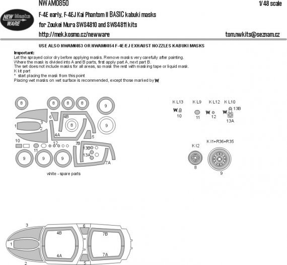 1/48 Mask F-4E early, F-4EJ Kai Phantom II BASIC