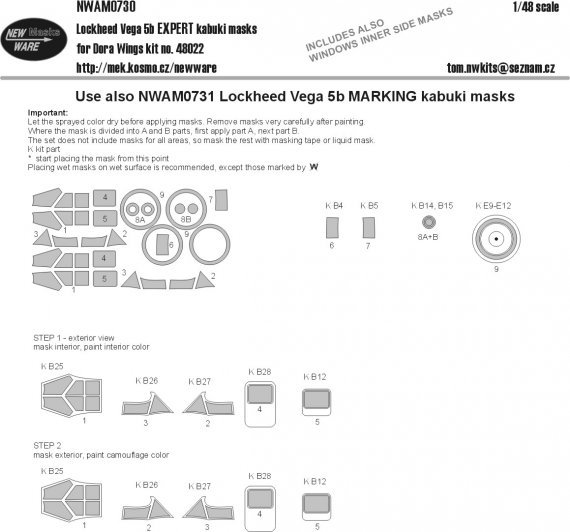 1/48 Mask Lockheed Vega 5b EXPERT