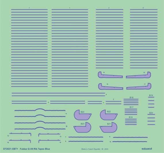 Decals 1/72 Fokker D.VII rib tapes blue