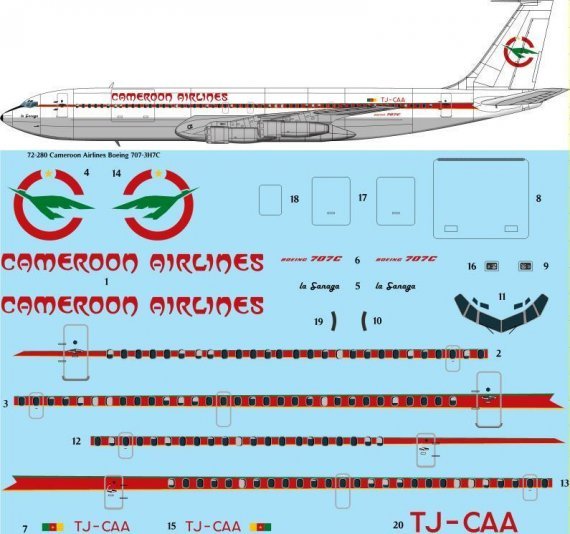 1/72 Cameroon Airlines Boeing 707-3H7C decal