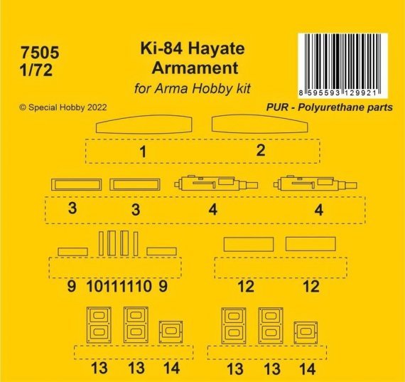 1/72 Ki-84 Hayate Armament set