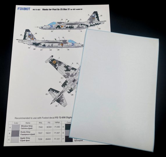 1/72 Masks for pixel Sukhoi Su-25 Blue 31, Ukranian Air Forces
