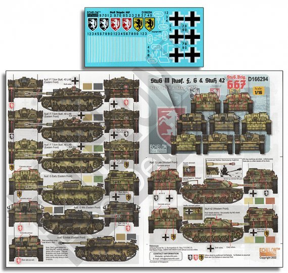 1/16 decals StuG III Ausf.F, Ausf.G & StuH 42 of StuG. Brig. 667