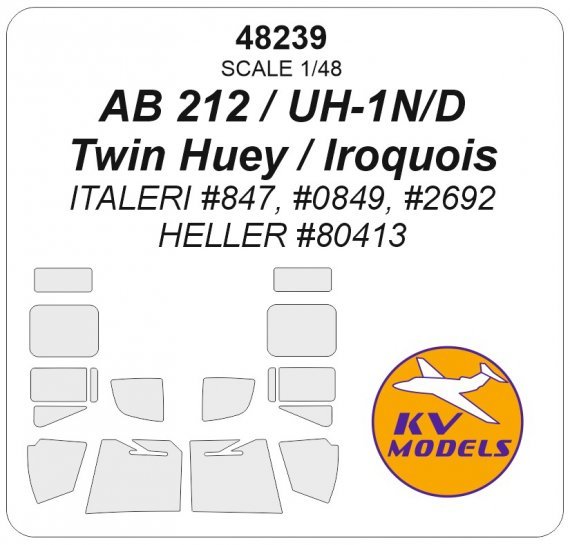 1/48 Ab 212 / UH-1N/D Twin Huey / Iroquois mask for Italeri