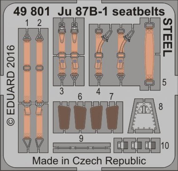 SET Ju 87B-1 seatbelts STEEL Colour Photoetched