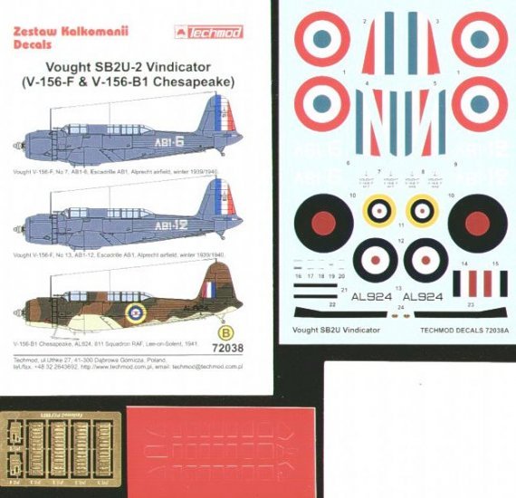 Techmod Vought SB2U Vindicator Decals 1/72