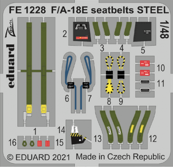 1/48 F/A-18E seatbelts STEEL