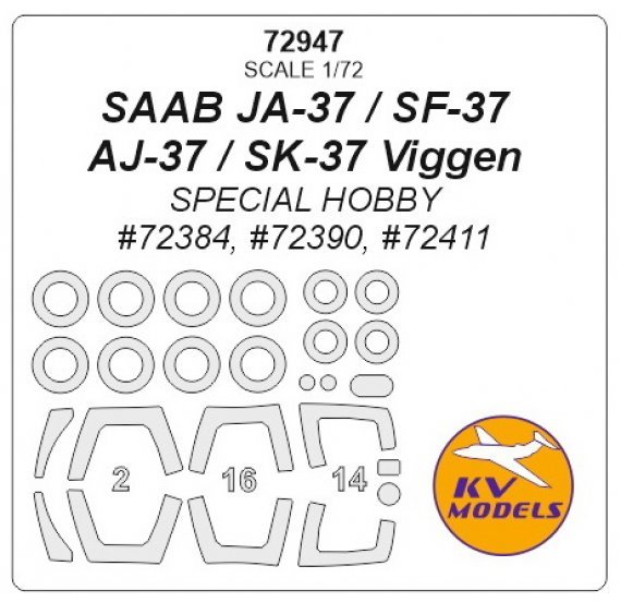 1/72 Saab JA-37 Viggen Wheels masks
