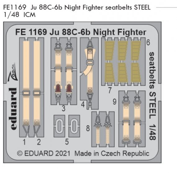1/48 Ju 88C-6b Night Fighter seatbelts STEEL