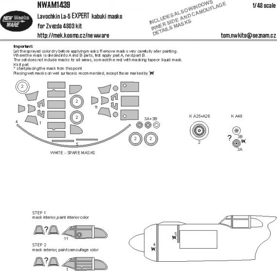 Maschera Lavochkin La-5 1/48 Zvezda Expert