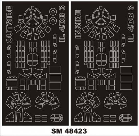 1/48 Ilyushin IL-4 2 canopy mask (outside & inside) for Xuntong