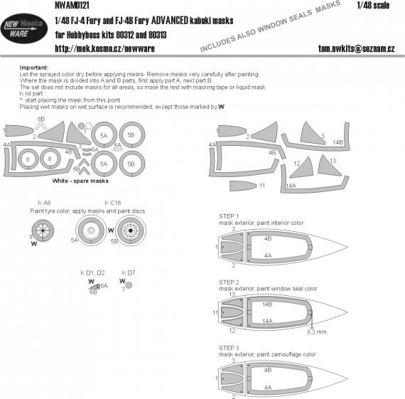 1/48 North-American FJ-4 and FJ-4B Fury ADVANCED kabuki masks