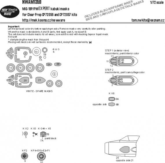1/72 Mask MiG-19P/PM EXPERT for Clear Prop