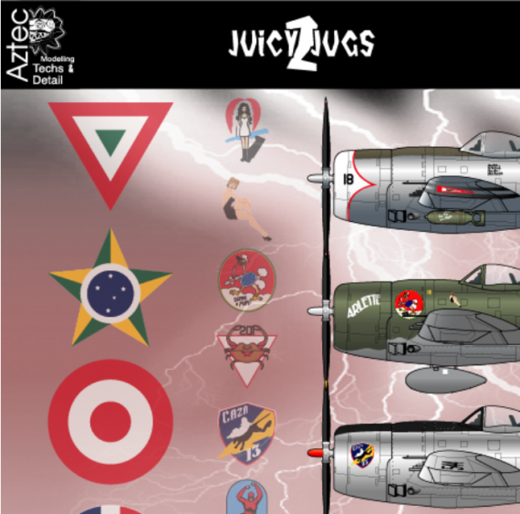 D�calcomanies 1/72 P-47D Thunderbolt Juicy Jugs 2