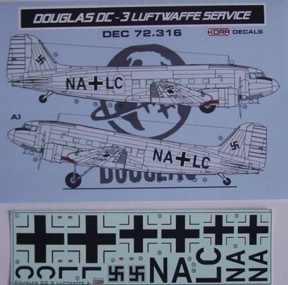 1/72 Douglas DC-3 Luftwaffe (for Airfix, Revell and ESCI)