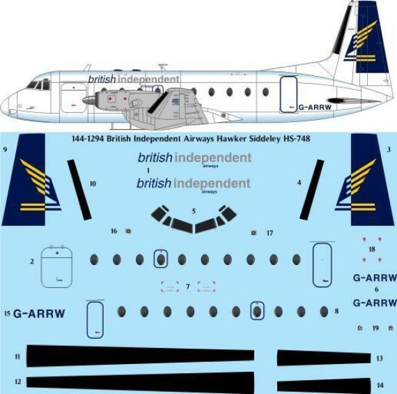 1/144 British Independent Airways Hawker-Siddeley HS-748