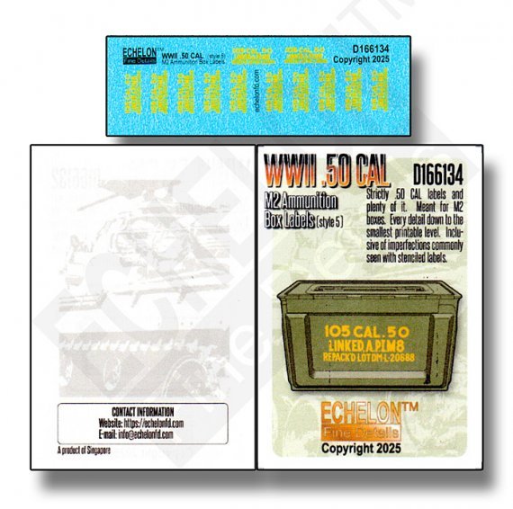1/16 WWII .50 Cal M2 ammo box labels style 5