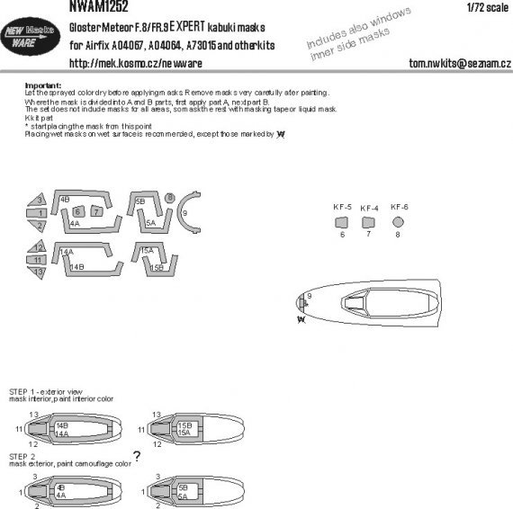 1/72 Mask Gloster Meteor F.8/FR.9 EXPERT for Airfix