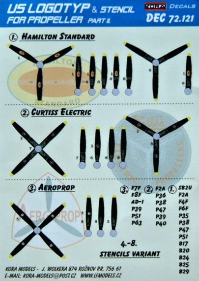 1/72 Decals US logotype&stencil for propeller No.2