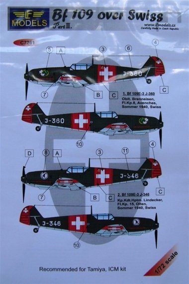 1/72 Decals Bf 109 over Swiss  Part II.