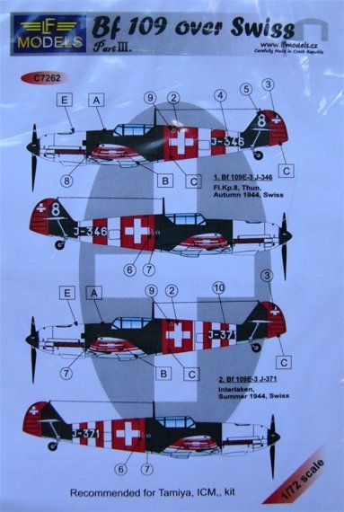 1/72 Decals Bf 109 over Swiss  Part III.