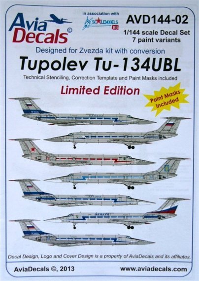 1/144 Decals Tu-134 UBL & paint mask (ZVE)