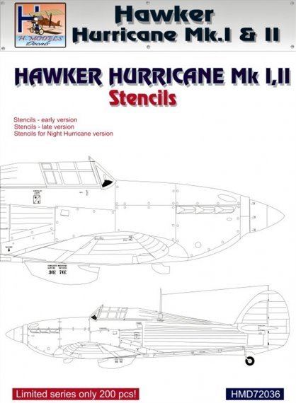 1/72 Stencils Hawker Hurricane Mk.I, Mk.II