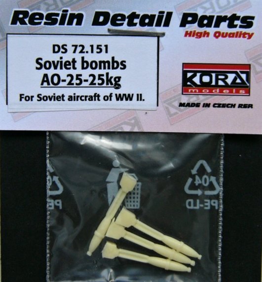 1/72 Soviet bombs WWII AO-25-25kg  4 pcs.