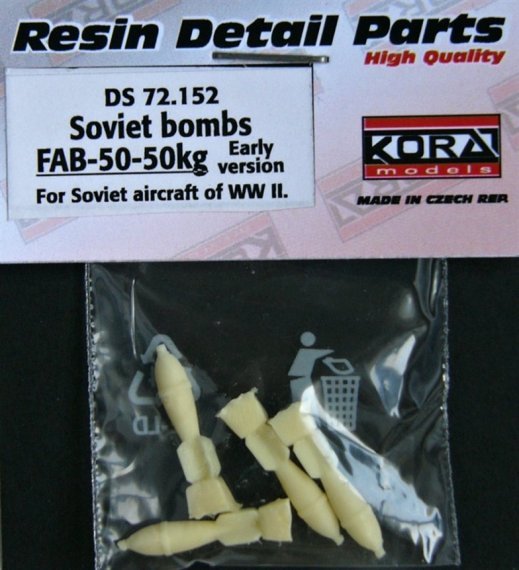 1/72 Soviet bombs WWII AO-50-50kg (early)  4 pcs.